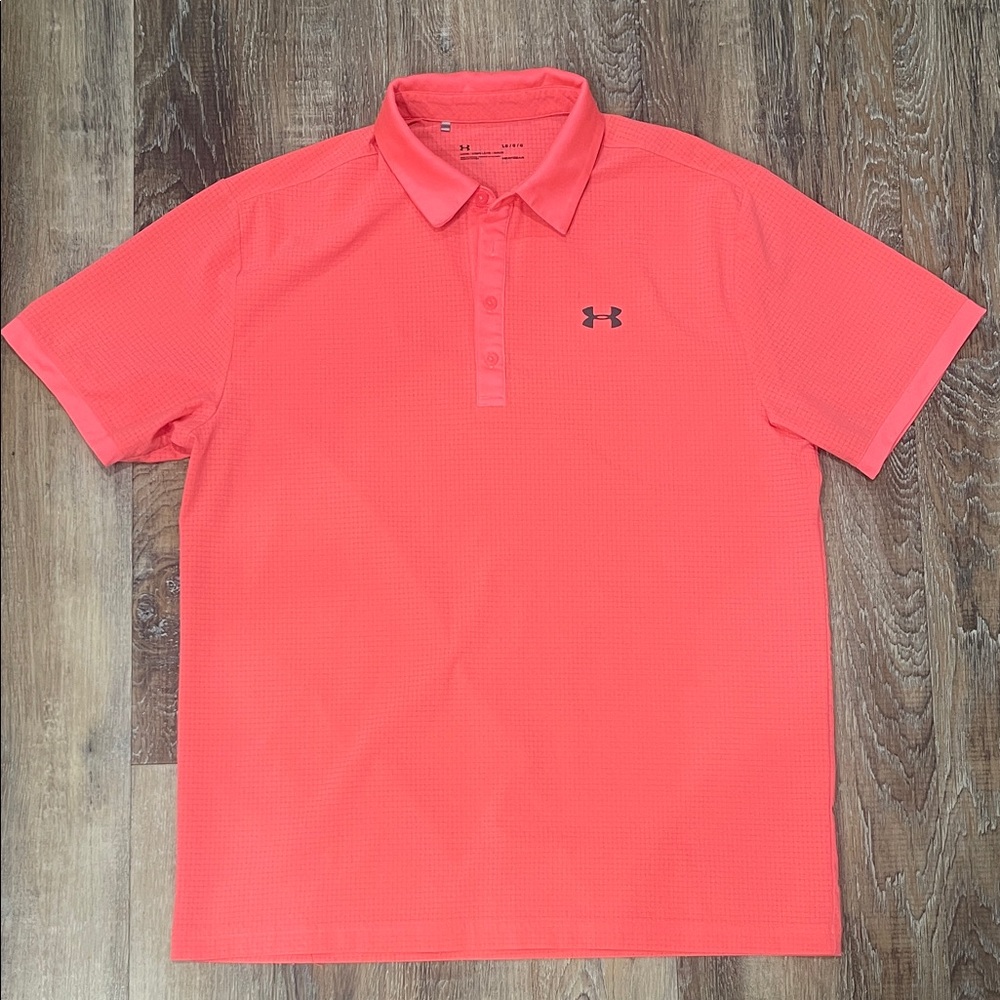 Under Armour Men's Bright Coral Polo Shirt, Sz Large